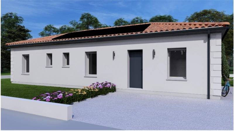 Installation photovoltaïque 3kWc sur toiture de maison neuve réalisée sur plan à La Brède  